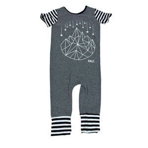 Rags Geostar Ringer Romper Striped Gray Size 18-24 Months